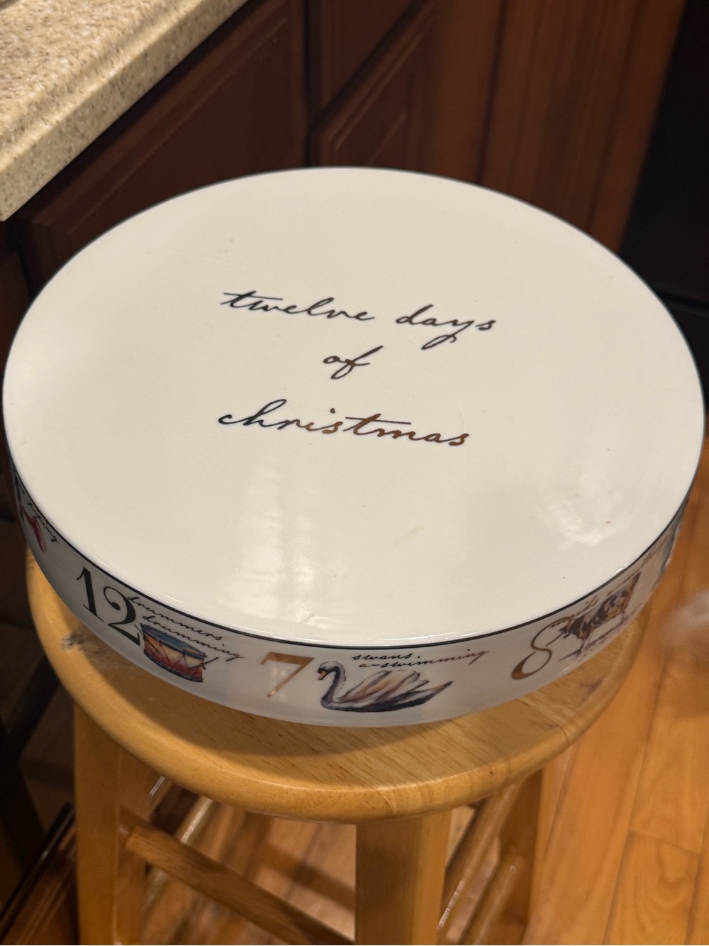 'Twelve Days of Christmas' Decorative Round porcelain cake stand-collectible